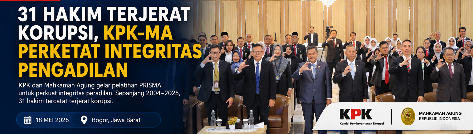 31 Hakim Terjerat Korupsi, KPK-MA Perketat Integritas Pengadilan